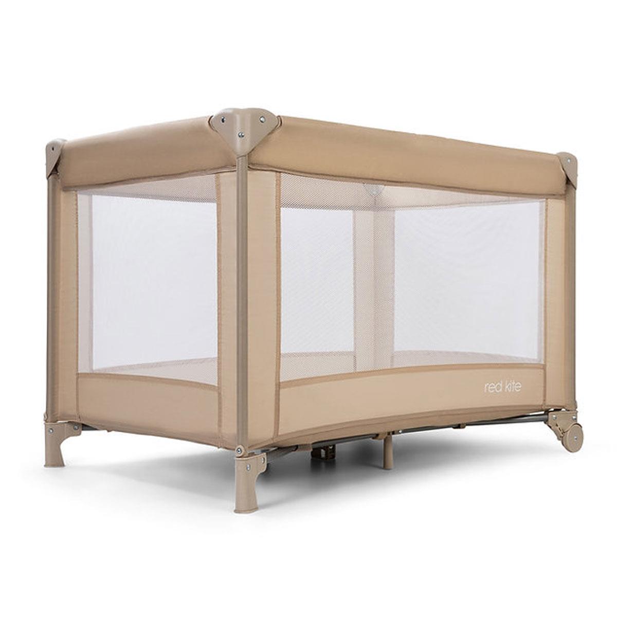 Red Kite Sleeptight Travel Cot Biscotti with Padded Mattress Mesh Panels Birth to 15kg Beige - Image 7