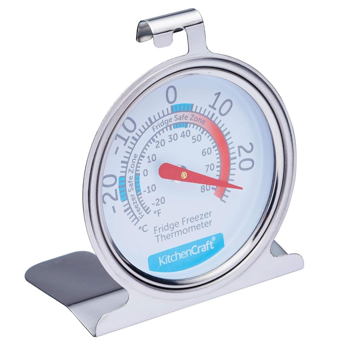 KitchenCraft Fridge Freezer Thermometer Stainless Steel Analog Dial -30°C to 30°C Silver