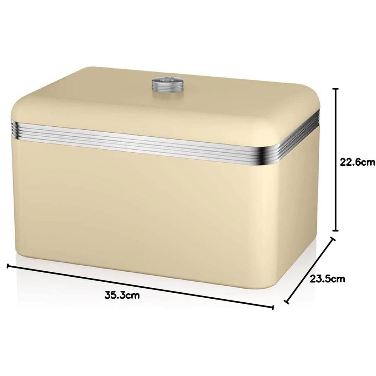 Swan Retro Bread Bin Cream 18 Litre Metal Bread Storage Container with Chrome Handle - Image 3