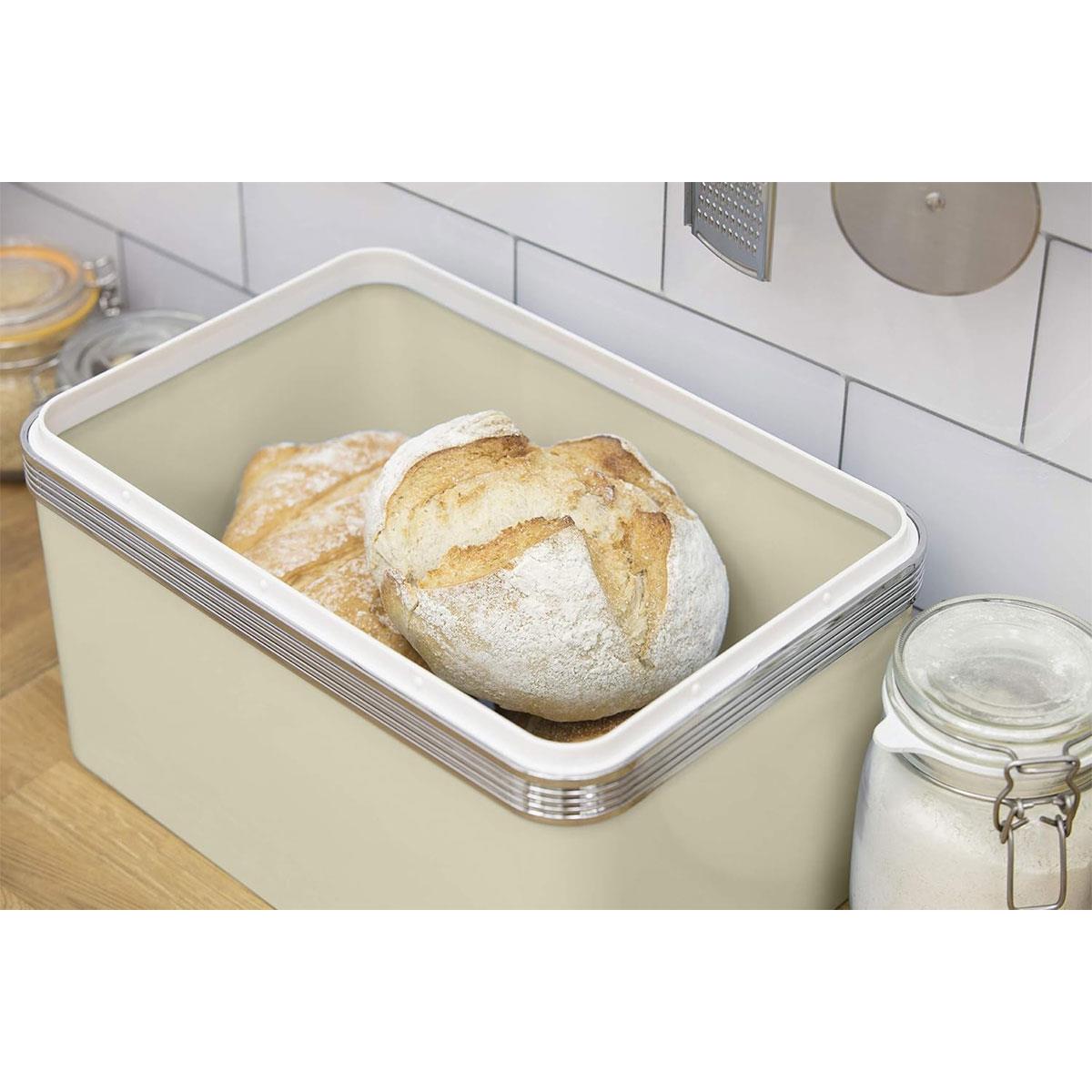 Swan Retro Bread Bin Cream 18 Litre Metal Bread Storage Container with Chrome Handle - Image 6