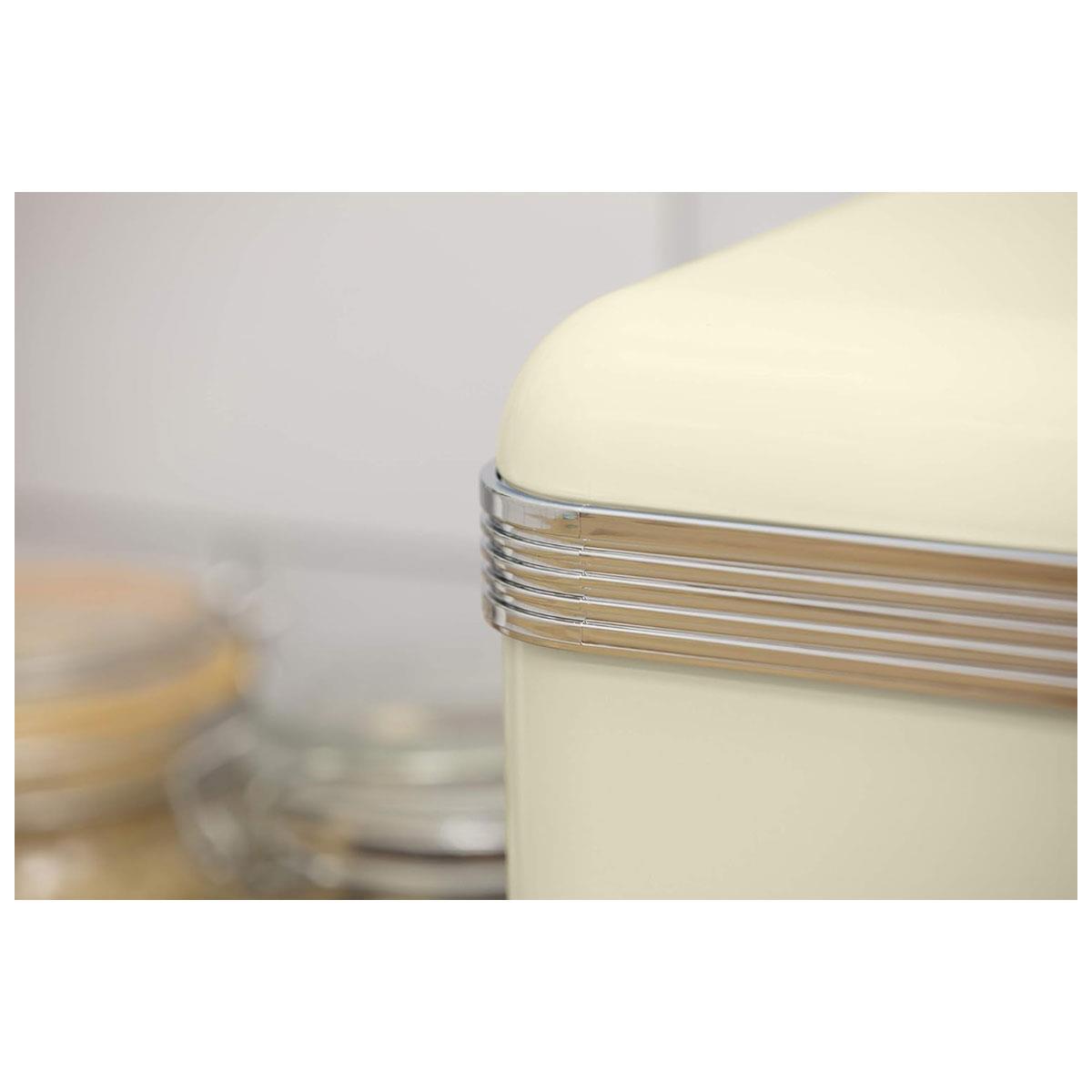 Swan Retro Bread Bin Cream 18 Litre Metal Bread Storage Container with Chrome Handle - Image 8