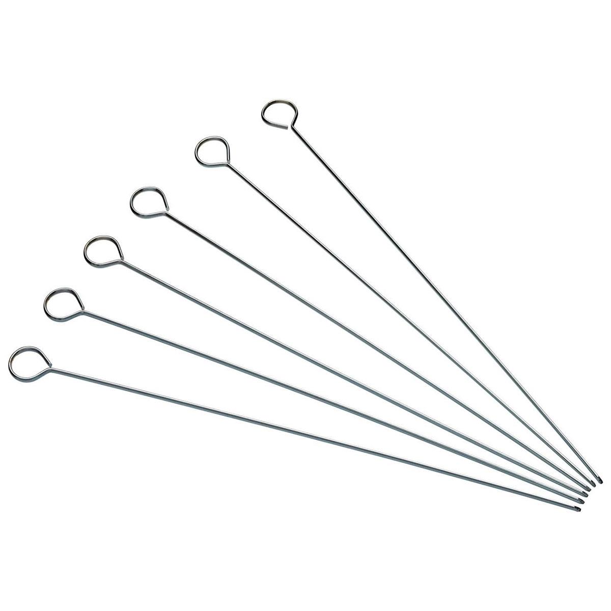 KitchenCraft Stainless Steel Flat Sided Skewers Set of 6 30cm Reusable BBQ Kebabs