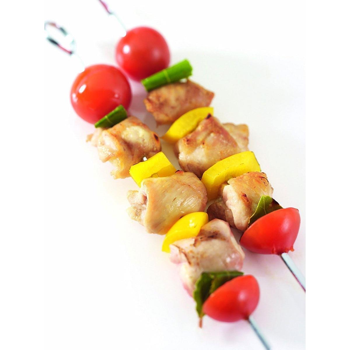 KitchenCraft Stainless Steel Flat Sided Skewers Set of 6 30cm Reusable BBQ Kebabs - Image 2