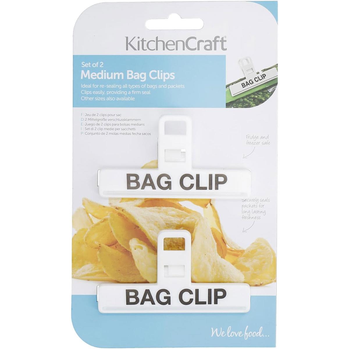 KitchenCraft Medium Plastic Food Bag Clips Binder-Style 9.2 cm White Set of 2 - Image 3