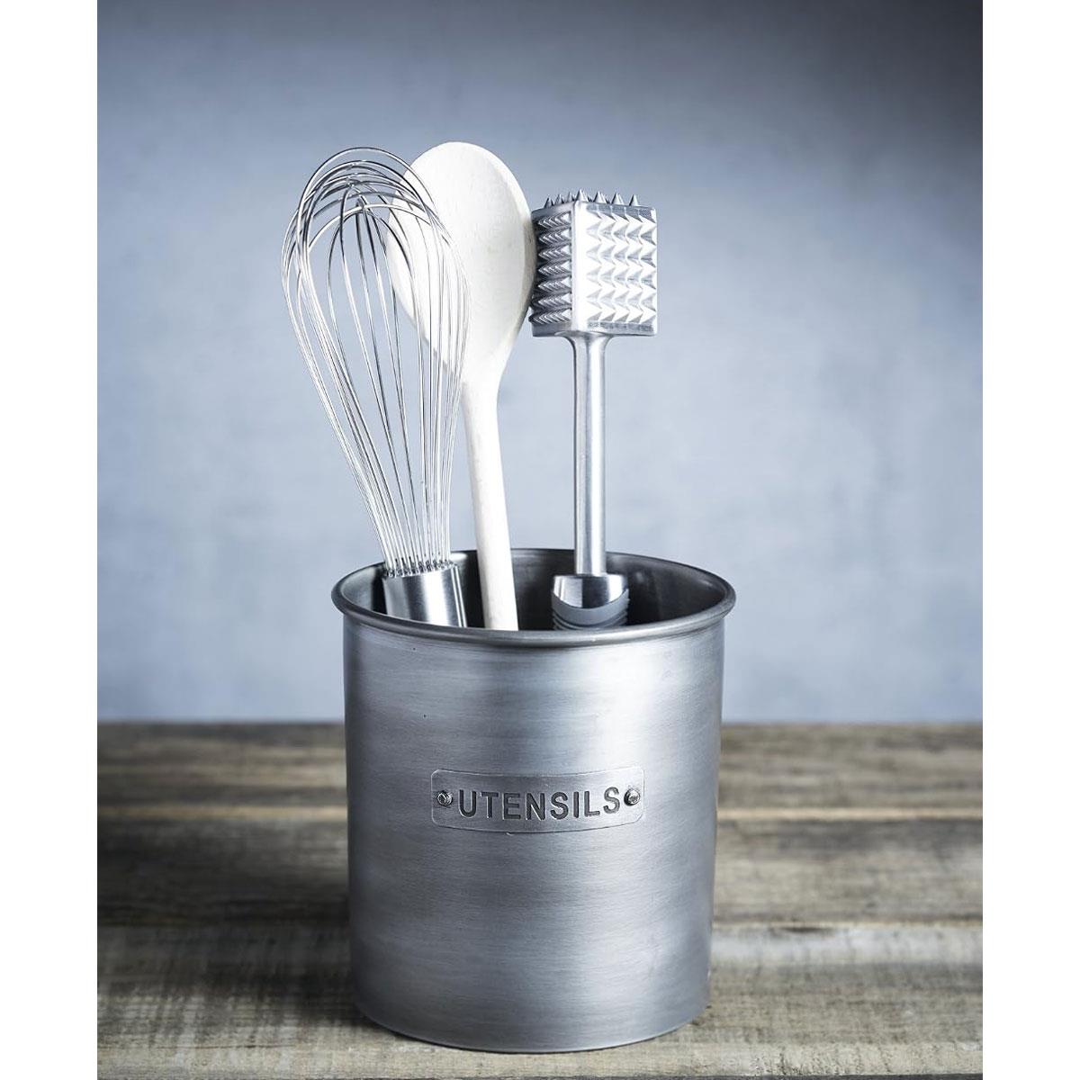 KitchenCraft Industrial Kitchen Vintage Metal Utensil Holder Iron Worktop Canister Grey 13.5 x 14.5 cm - Image 2