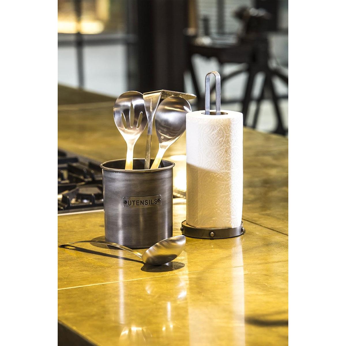 KitchenCraft Industrial Kitchen Vintage Metal Utensil Holder Iron Worktop Canister Grey 13.5 x 14.5 cm - Image 3