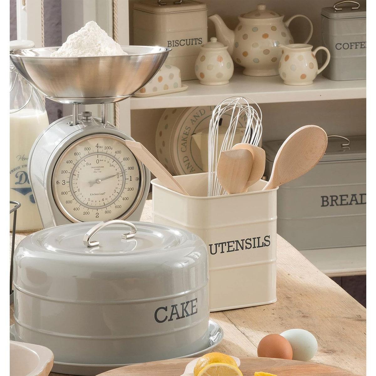 KitchenCraft Living Nostalgia Utensil Holder Carbon Steel Antique Cream 15 x 16 cm - Image 2
