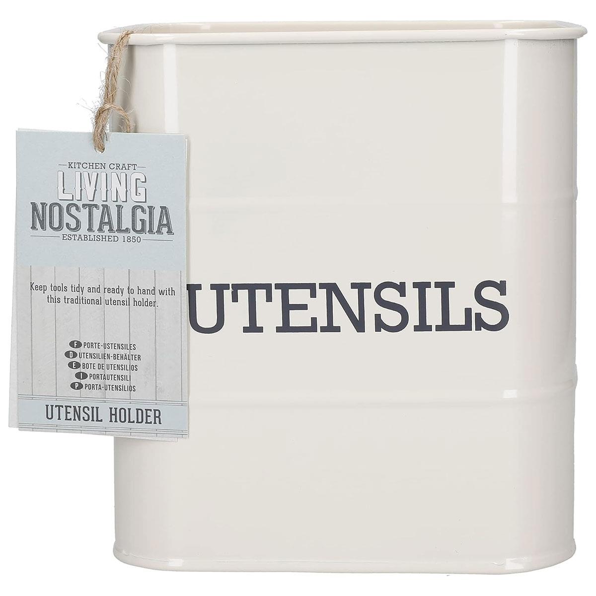 KitchenCraft Living Nostalgia Utensil Holder Carbon Steel Antique Cream 15 x 16 cm - Image 3
