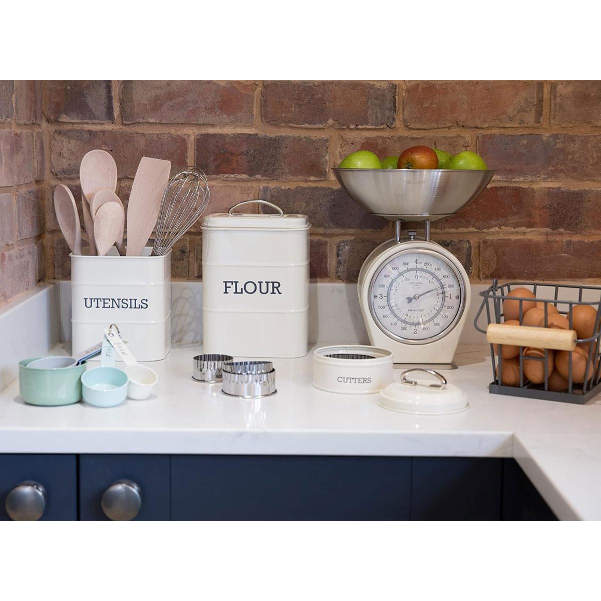 KitchenCraft Living Nostalgia Utensil Holder Carbon Steel Antique Cream 15 x 16 cm - Image 5