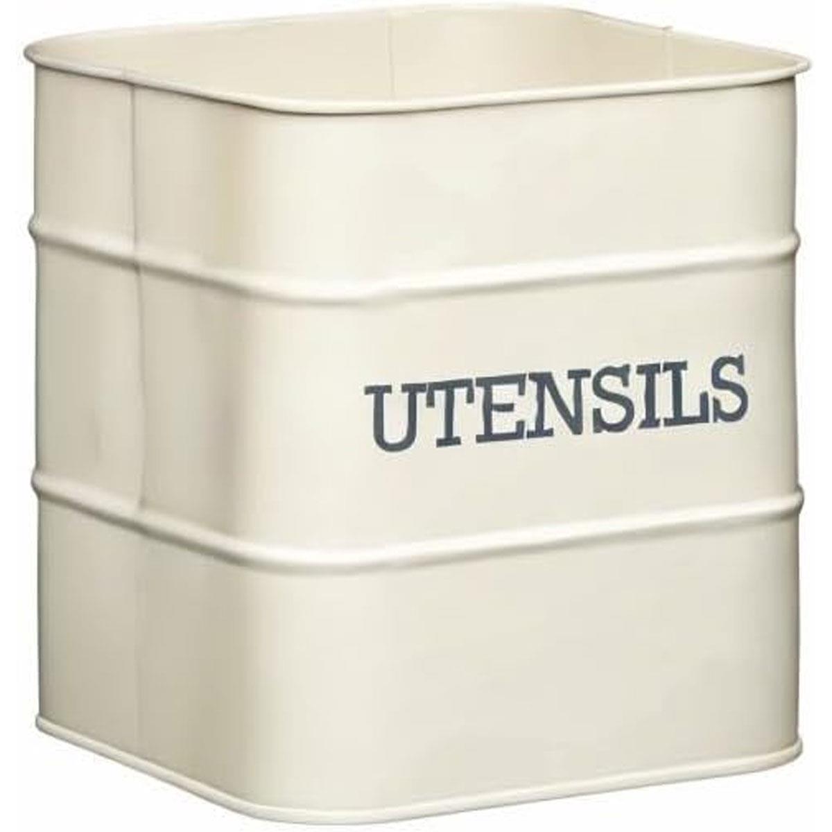 KitchenCraft Living Nostalgia Utensil Holder Carbon Steel Antique Cream 15 x 16 cm - Image 6
