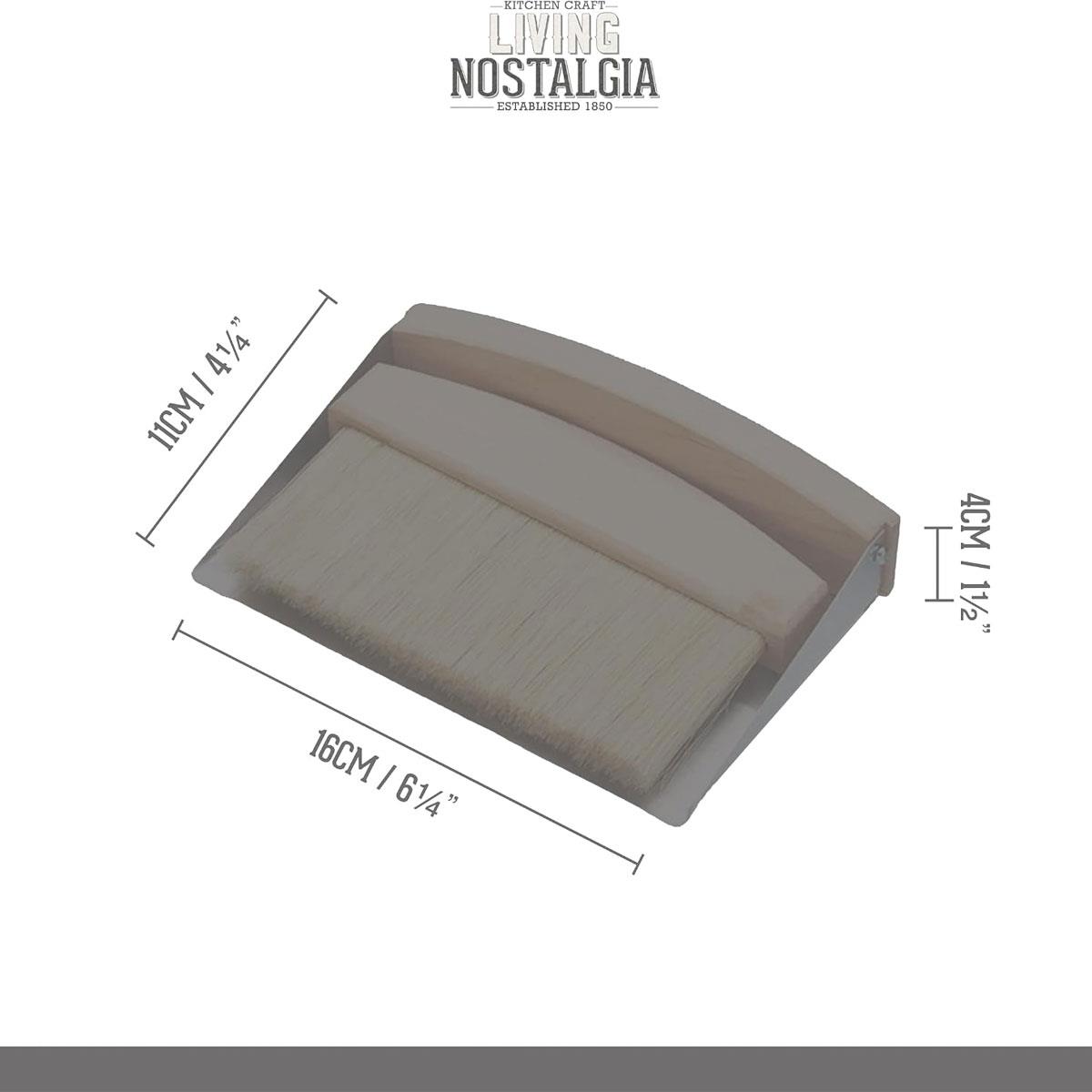 KitchenCraft Living Nostalgia Tabletop Dustpan & Brush Set Stainless Steel & Natural Wood 16 x 11 x 4 cm - Image 3