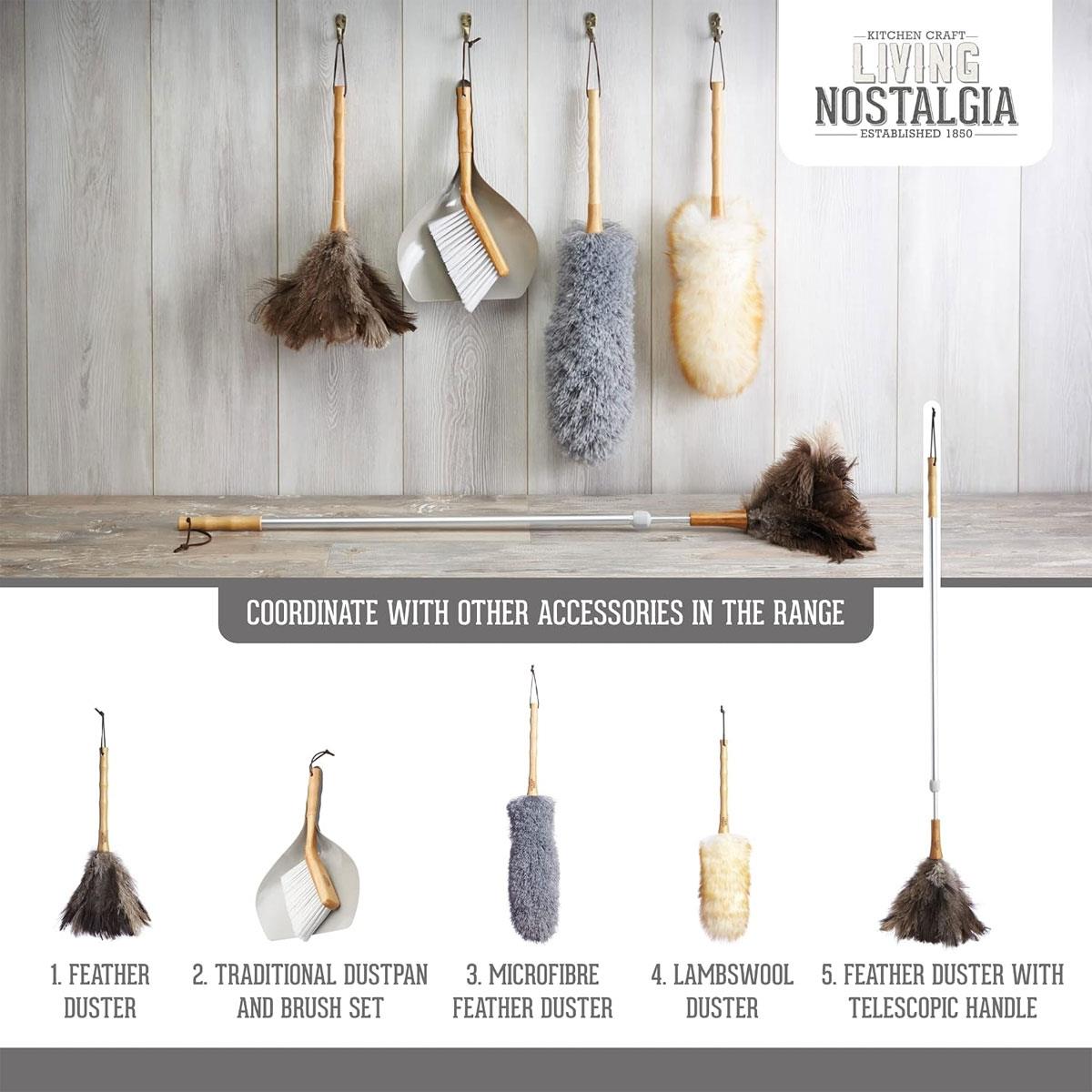 KitchenCraft Living Nostalgia Tabletop Dustpan & Brush Set Stainless Steel & Natural Wood 16 x 11 x 4 cm - Image 7