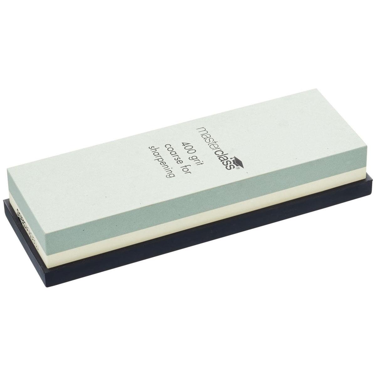 KitchenCraft MasterClass Combination Whetstone 400/1000 Grit Corundum Sharpening Stone 18 x 6.5 cm Brown