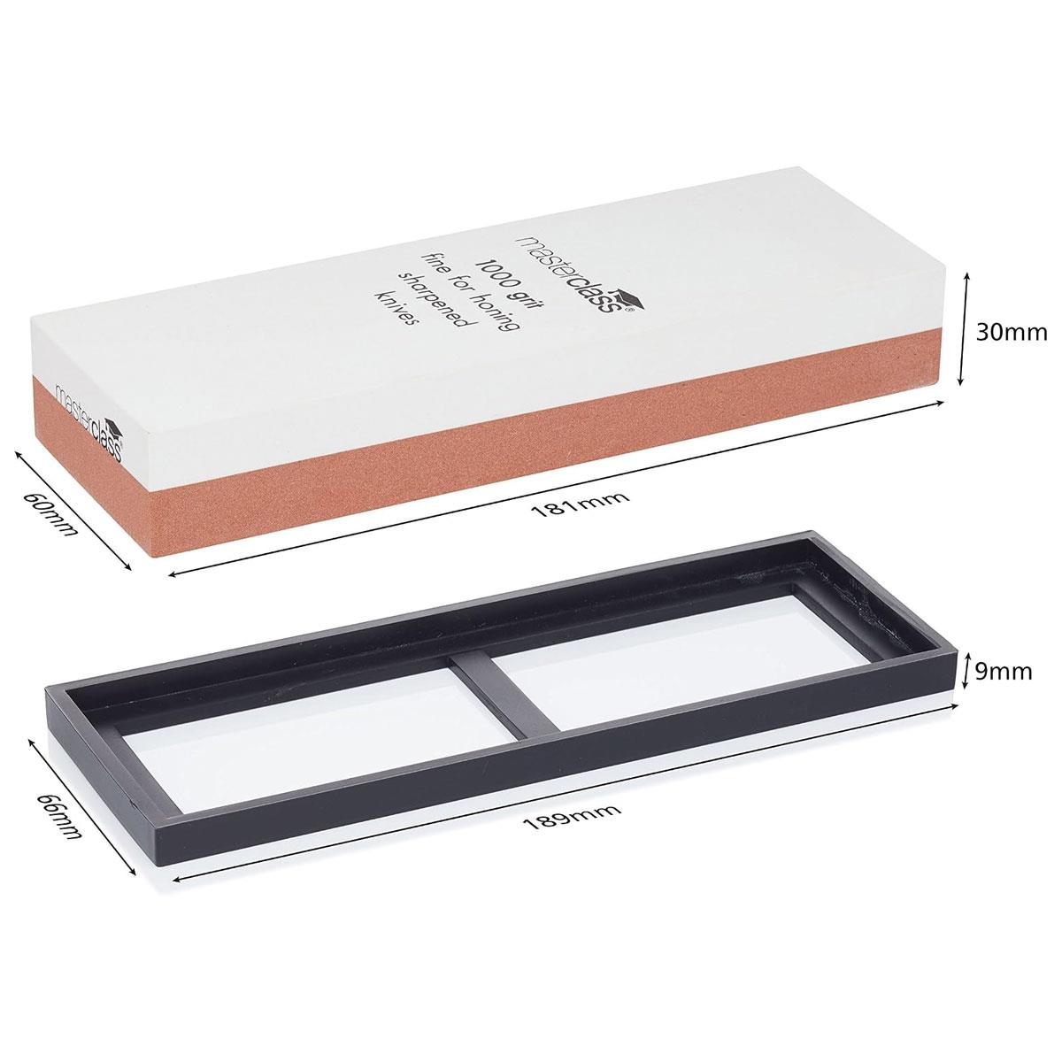 KitchenCraft MasterClass Combination Whetstone 400/1000 Grit Corundum Sharpening Stone 18 x 6.5 cm Brown - Image 2