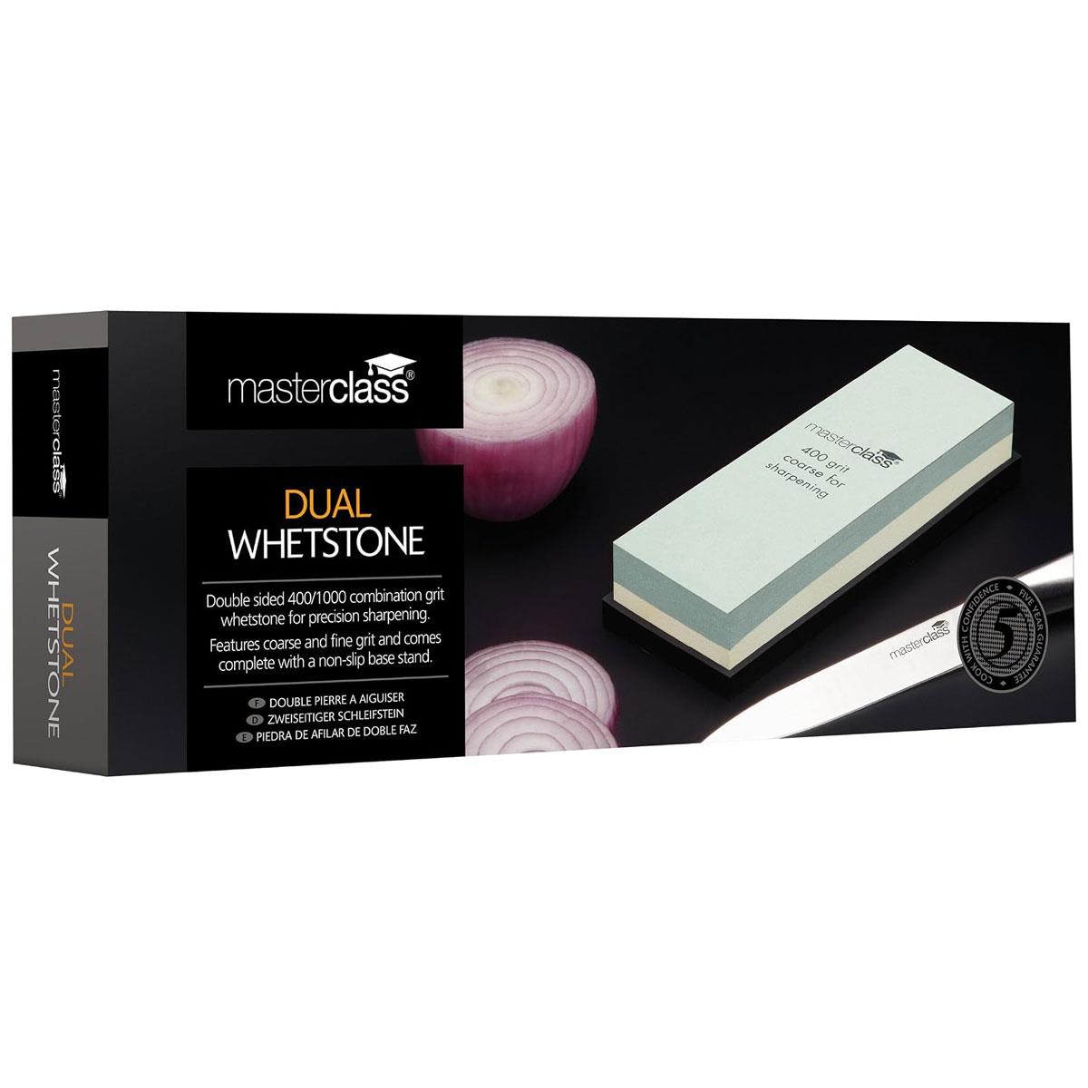 KitchenCraft MasterClass Combination Whetstone 400/1000 Grit Corundum Sharpening Stone 18 x 6.5 cm Brown - Image 3