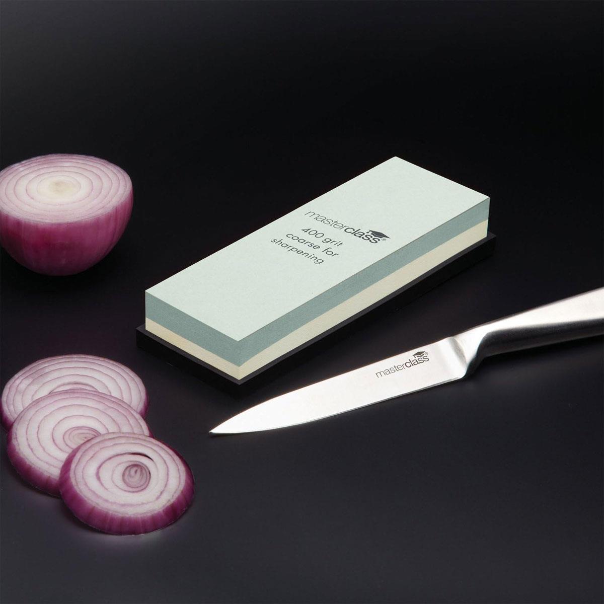 KitchenCraft MasterClass Combination Whetstone 400/1000 Grit Corundum Sharpening Stone 18 x 6.5 cm Brown - Image 4