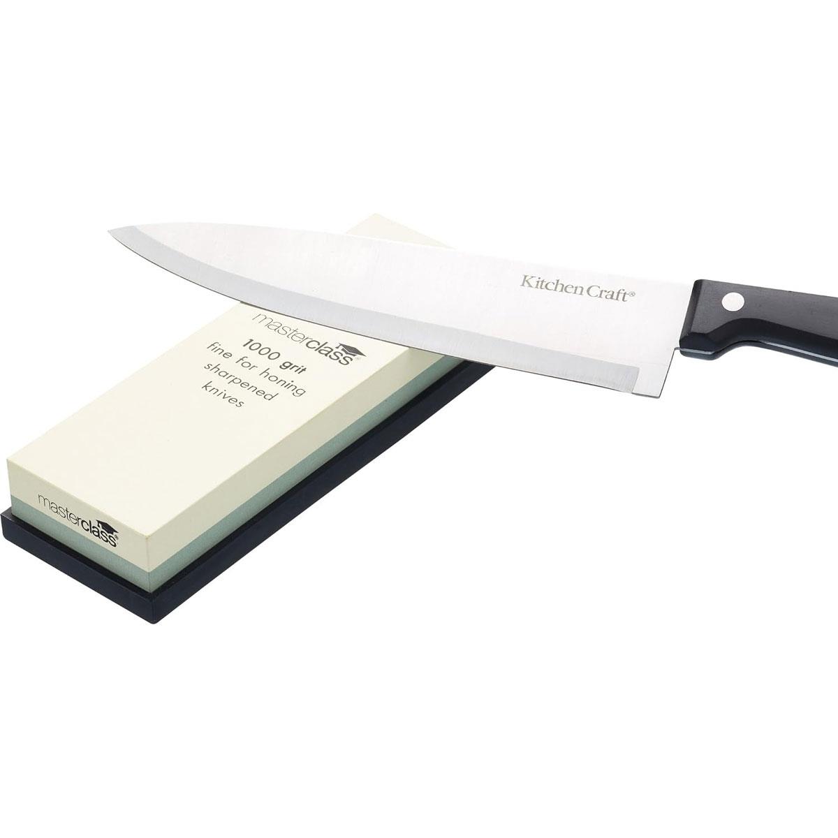 KitchenCraft MasterClass Combination Whetstone 400/1000 Grit Corundum Sharpening Stone 18 x 6.5 cm Brown - Image 7
