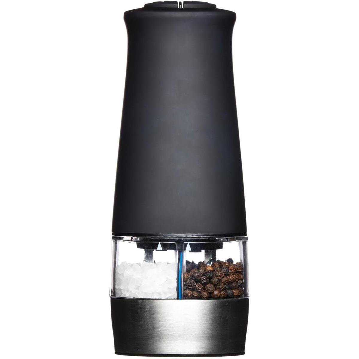 KitchenCraft MasterClass Electric Salt & Pepper Mill 2-in-1 Ceramic Grinder Black 17cm