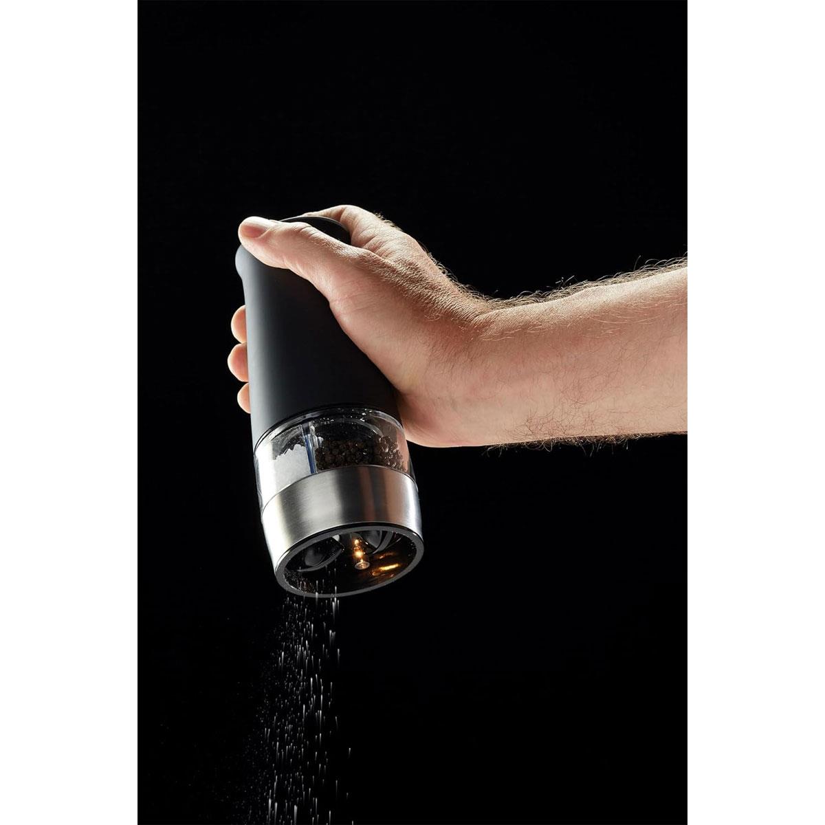 KitchenCraft MasterClass Electric Salt & Pepper Mill 2-in-1 Ceramic Grinder Black 17cm - Image 2