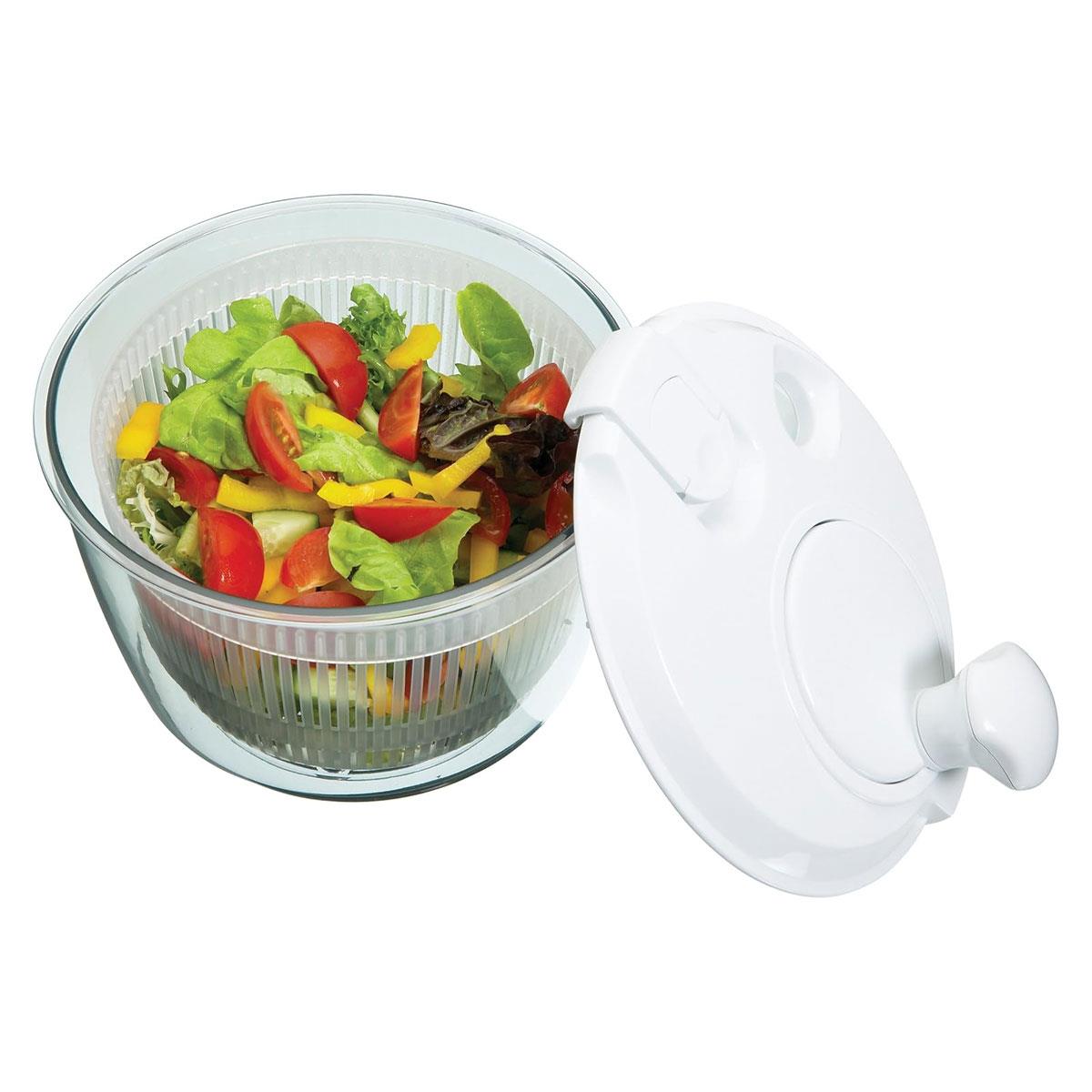 KitchenCraft Mini Salad Spinner & Dresser 19cm BPA-Free Plastic White