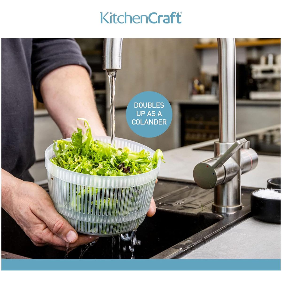 KitchenCraft Mini Salad Spinner & Dresser 19cm BPA-Free Plastic White - Image 5