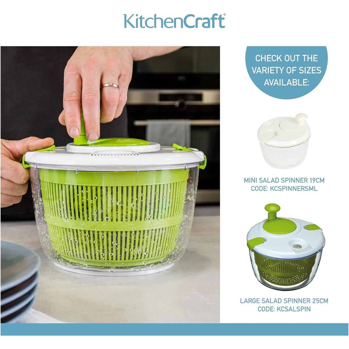 KitchenCraft Mini Salad Spinner & Dresser 19cm BPA-Free Plastic White - Image 6