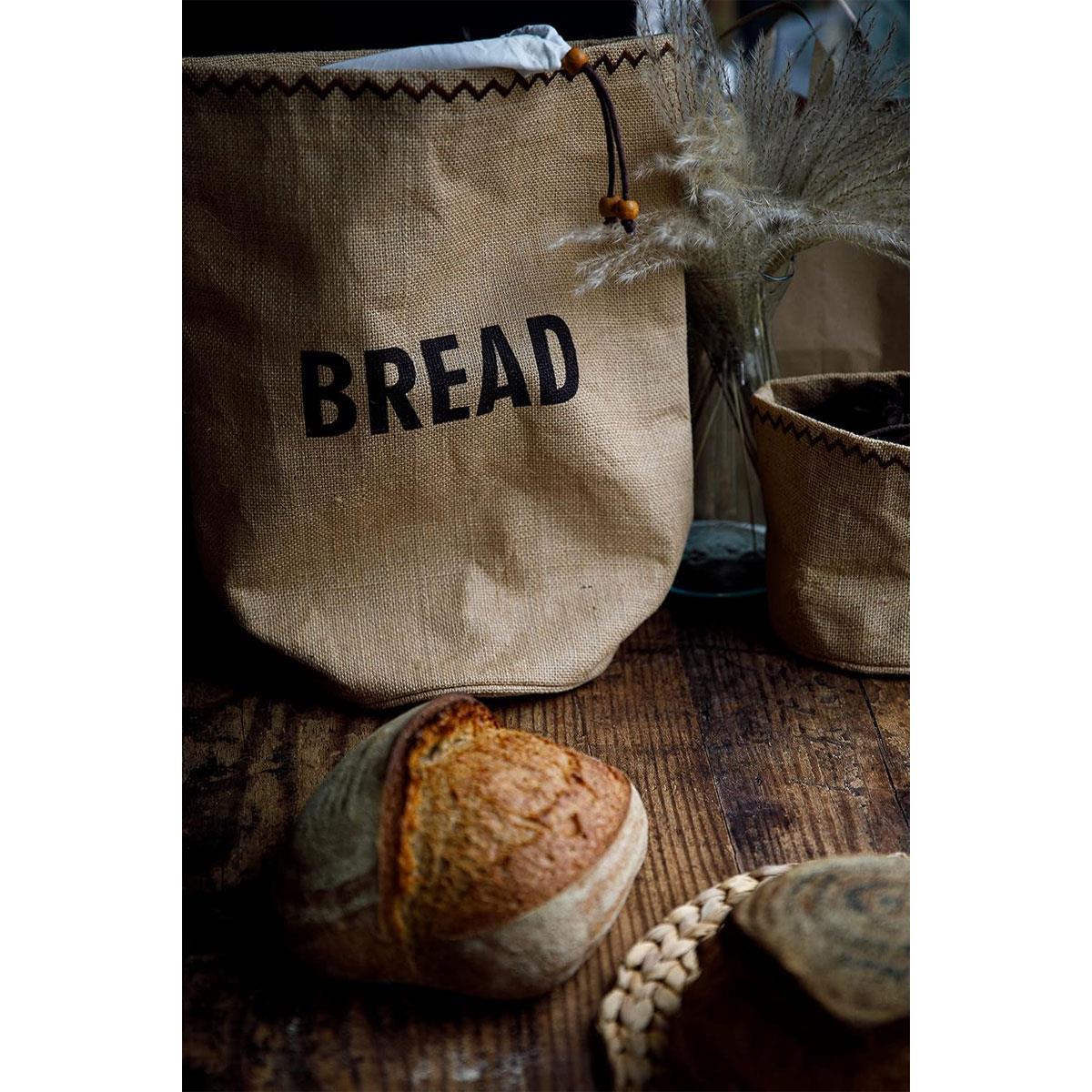 KitchenCraft Natural Elements Bread Storage Bag Jute & Cotton Drawstring Brown 34 x 17 x 42 cm - Image 4