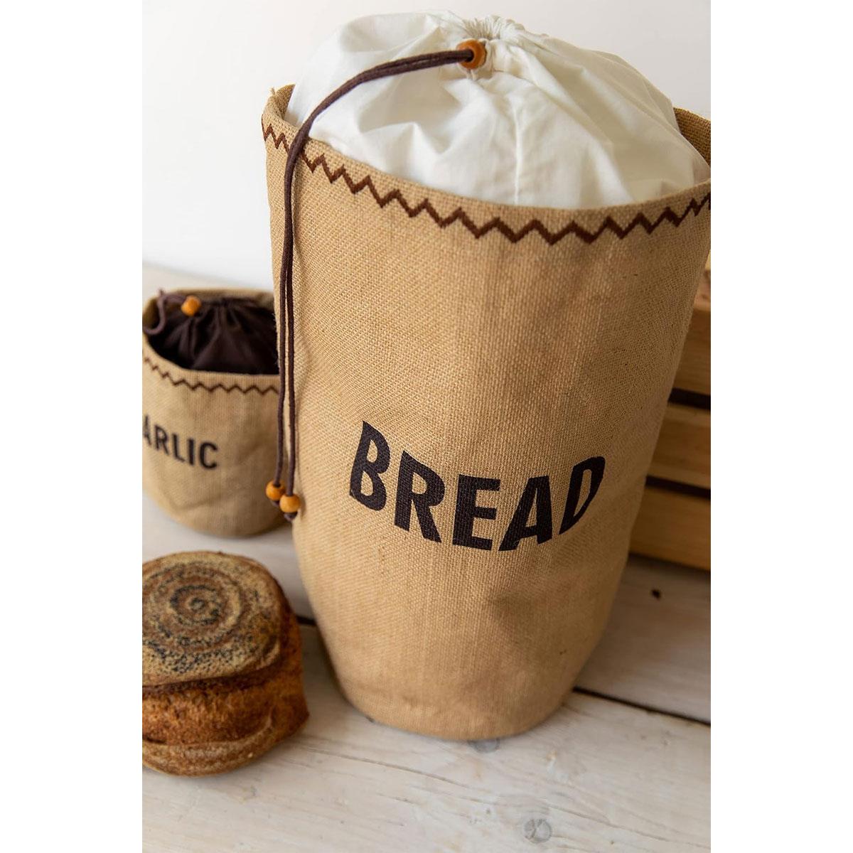 KitchenCraft Natural Elements Bread Storage Bag Jute & Cotton Drawstring Brown 34 x 17 x 42 cm - Image 5