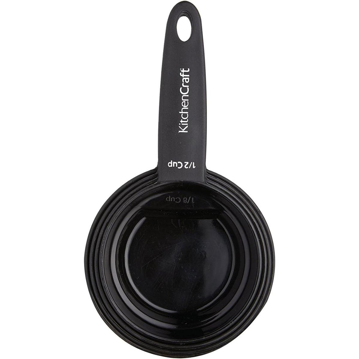 KitchenCraft Magnetic Measuring Cups Set of 4 Nesting Plastic Cups 1/8 to 1 Cup Black Dry & Liquid Ingredients - Image 3
