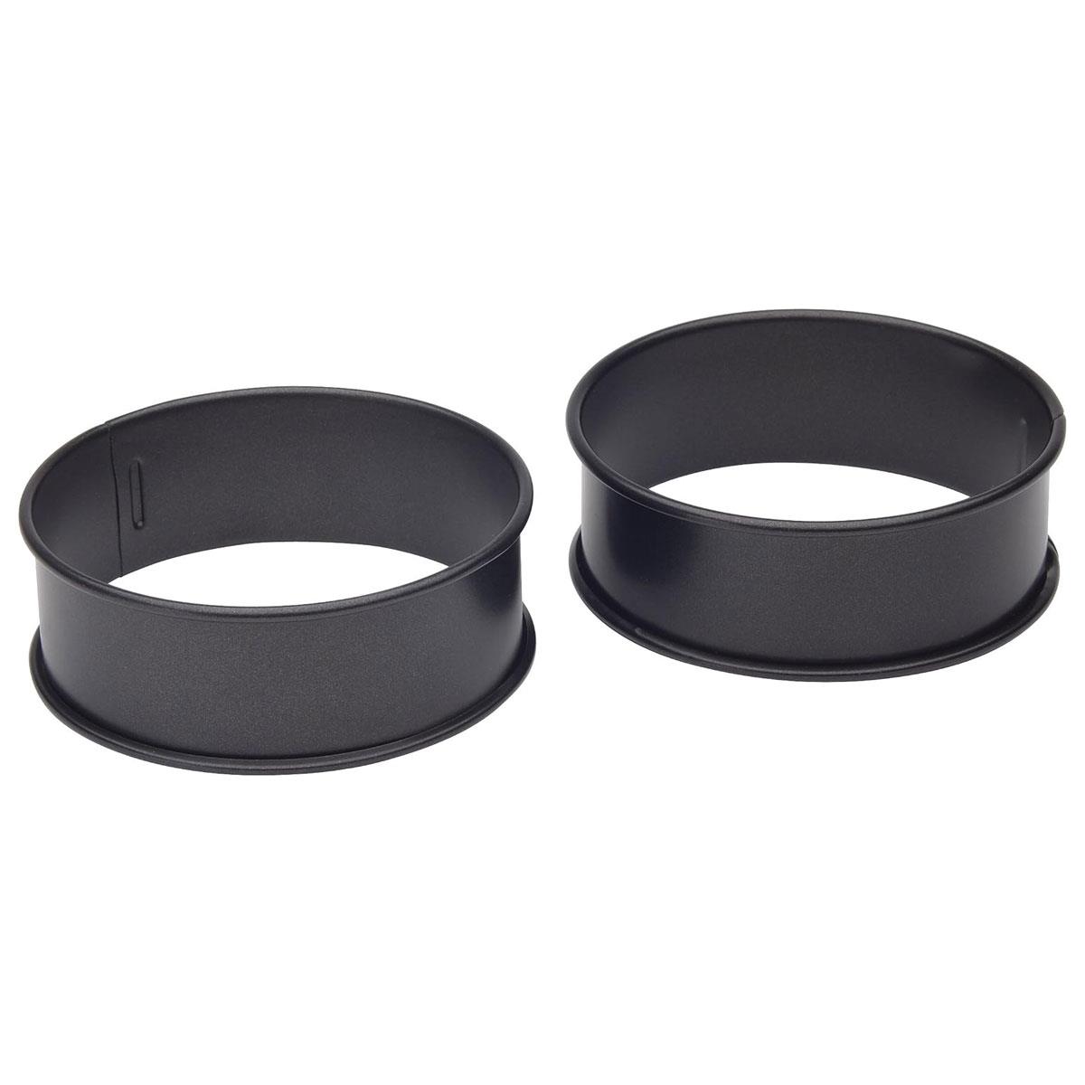 KitchenCraft Non-Stick Egg Rings Set of 2 Black Metal 9cm PFAS-Free