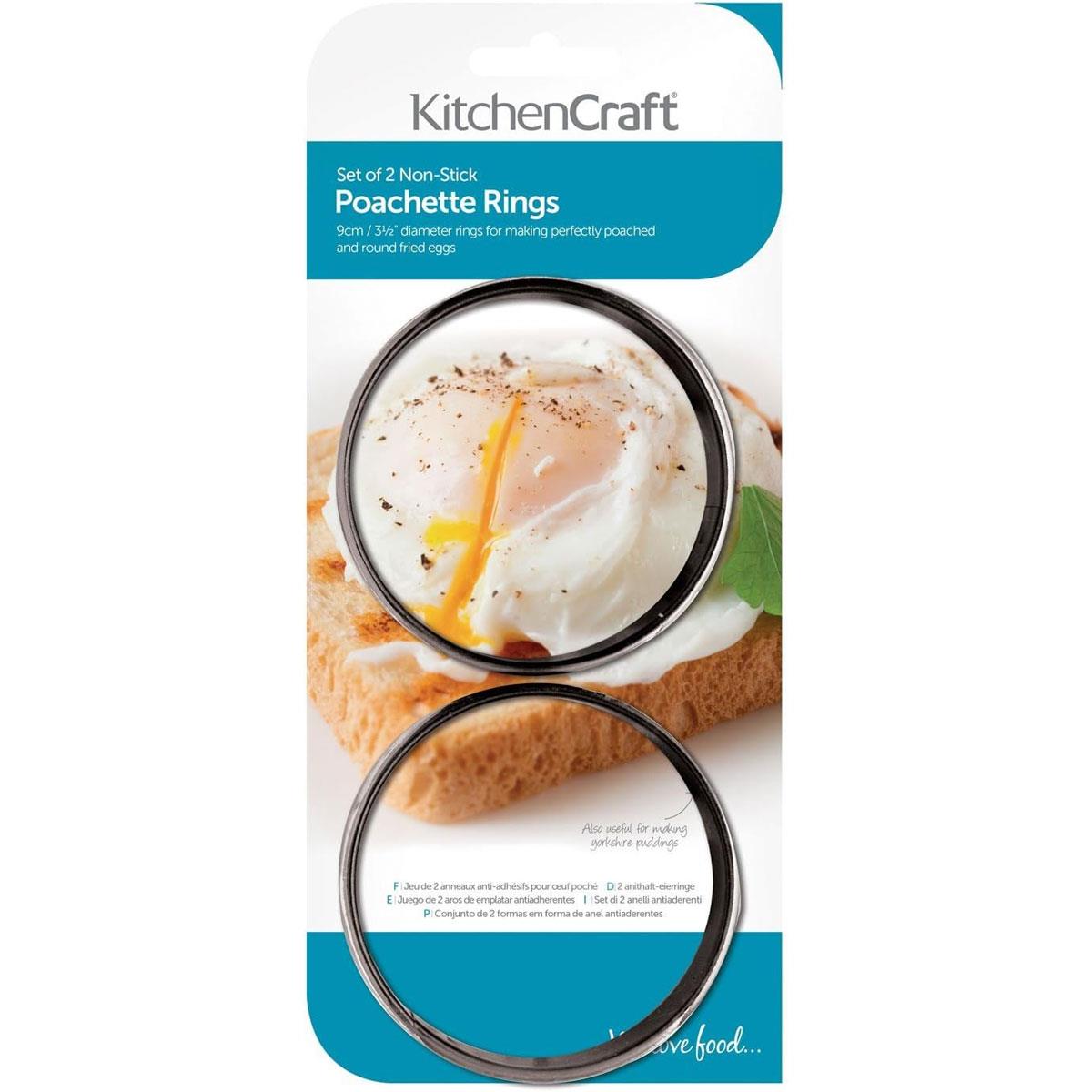 KitchenCraft Non-Stick Egg Rings Set of 2 Black Metal 9cm PFAS-Free - Image 3