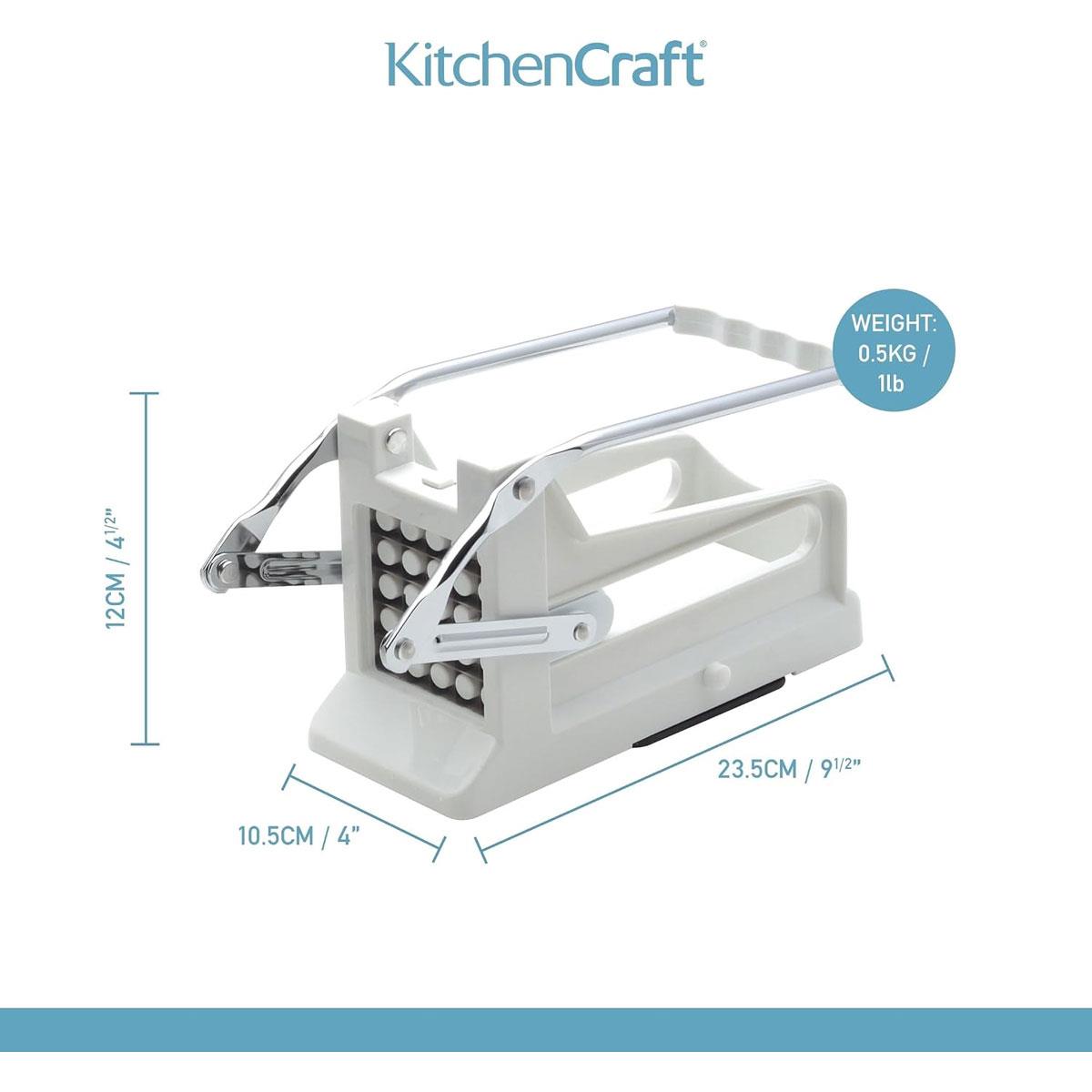 KitchenCraft Potato Chipper Professional Chip Cutter Stainless Steel Blades White 2 Blades - Image 2