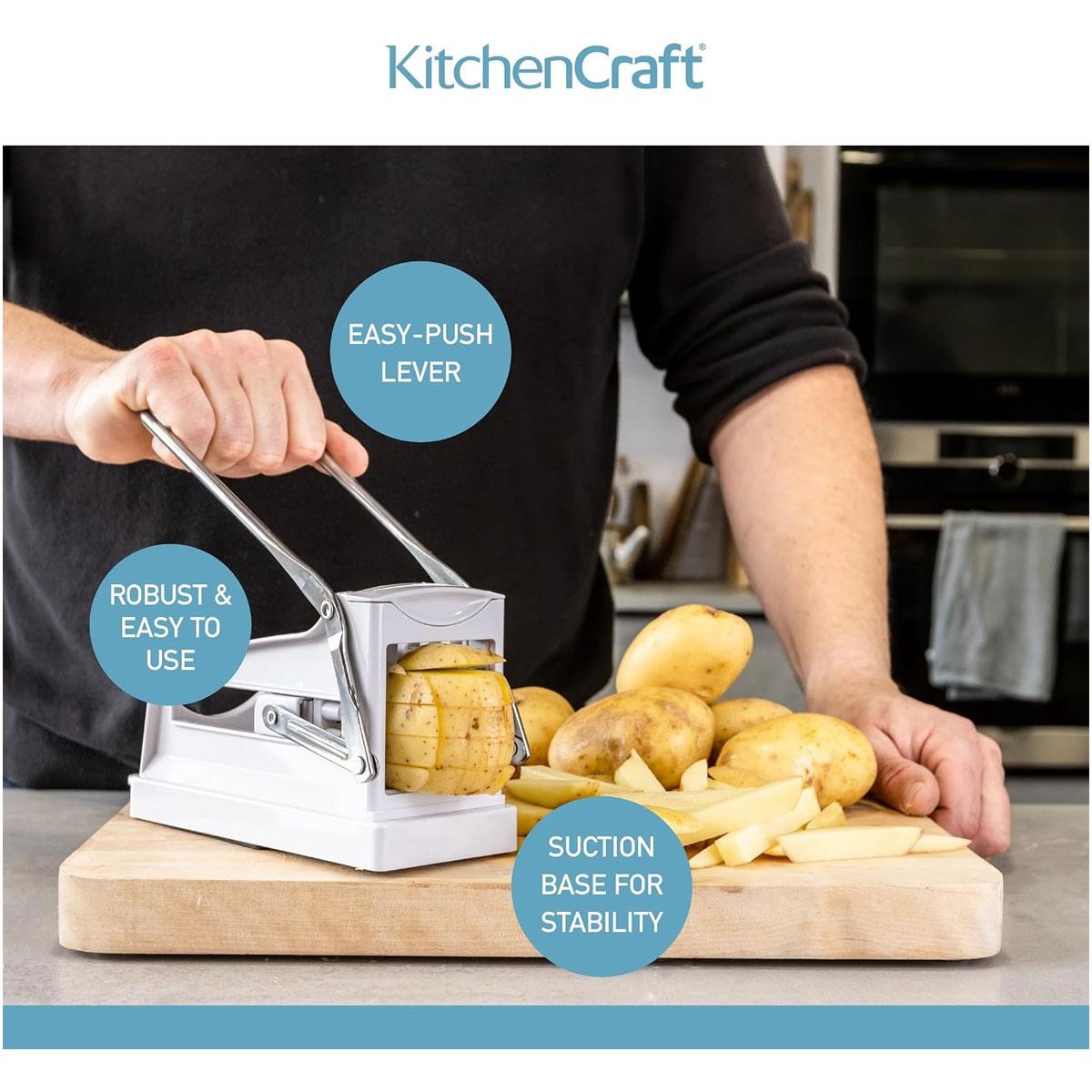 KitchenCraft Potato Chipper Professional Chip Cutter Stainless Steel Blades White 2 Blades - Image 5