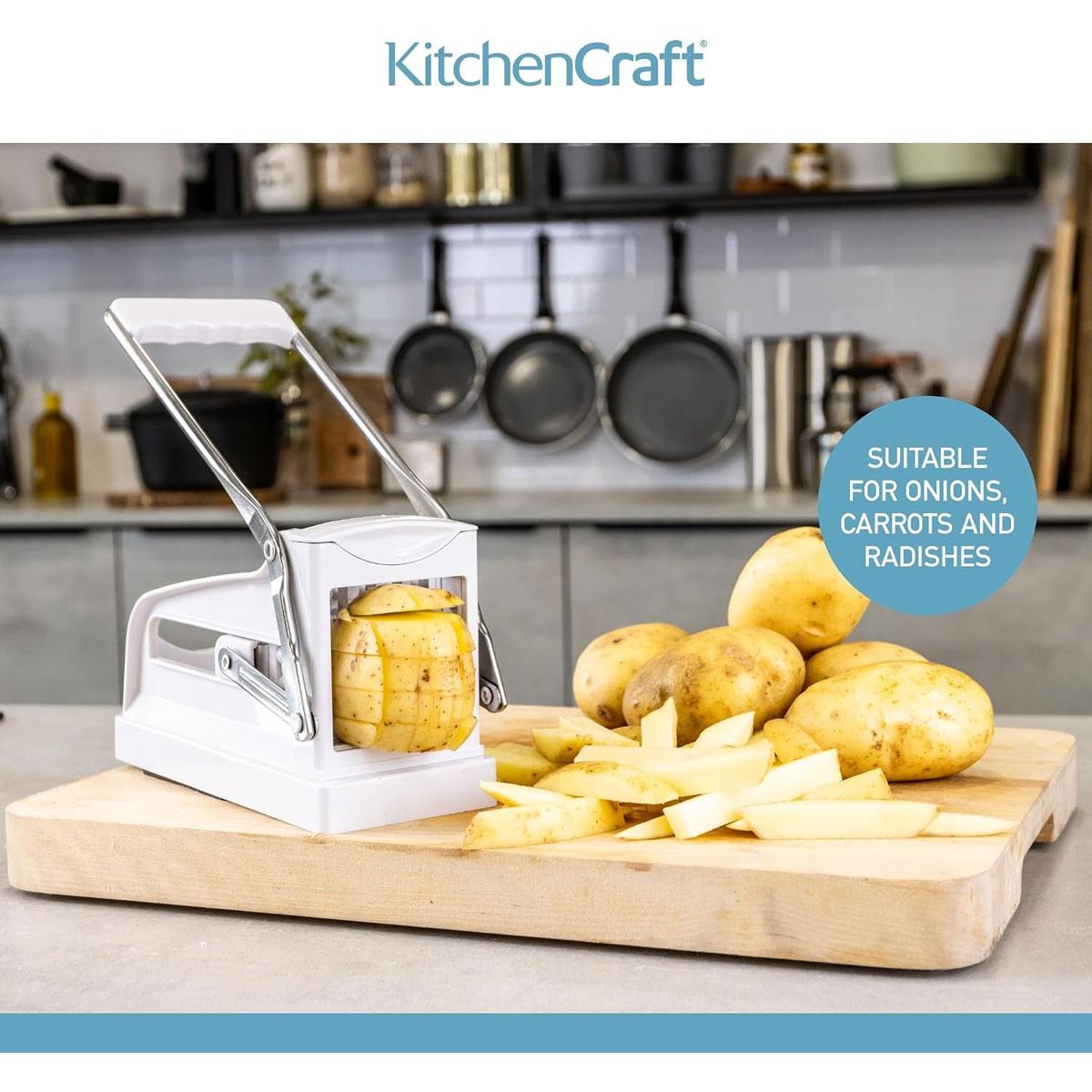 KitchenCraft Potato Chipper Professional Chip Cutter Stainless Steel Blades White 2 Blades - Image 6