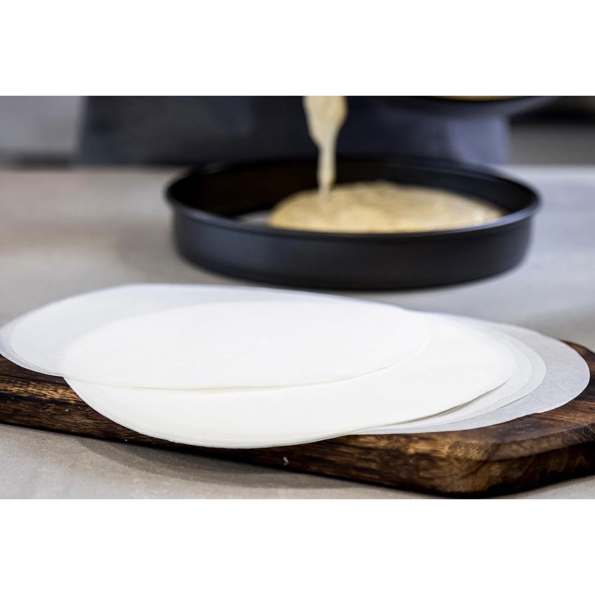 KitchenCraft Round Siliconised Baking Paper Liners 20cm (8-Inch) Non-Stick 100 Pre-Cut White Sheets - Image 6