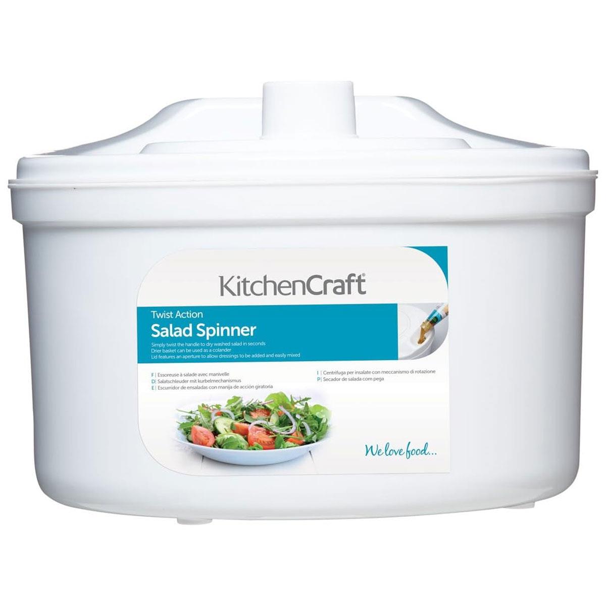 KitchenCraft Salad Spinner and Dresser Medium 22.5 cm BPA-Free Plastic White