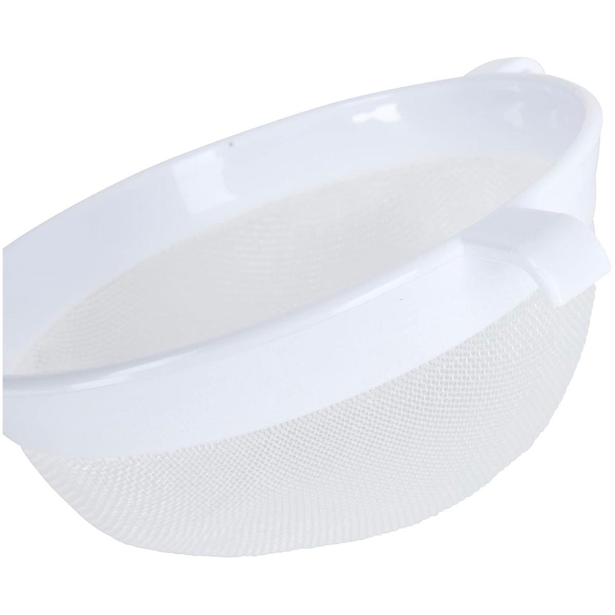 KitchenCraft Plastic Sieve 18cm Fine Mesh White Heat-Resistant Strainer - Image 2
