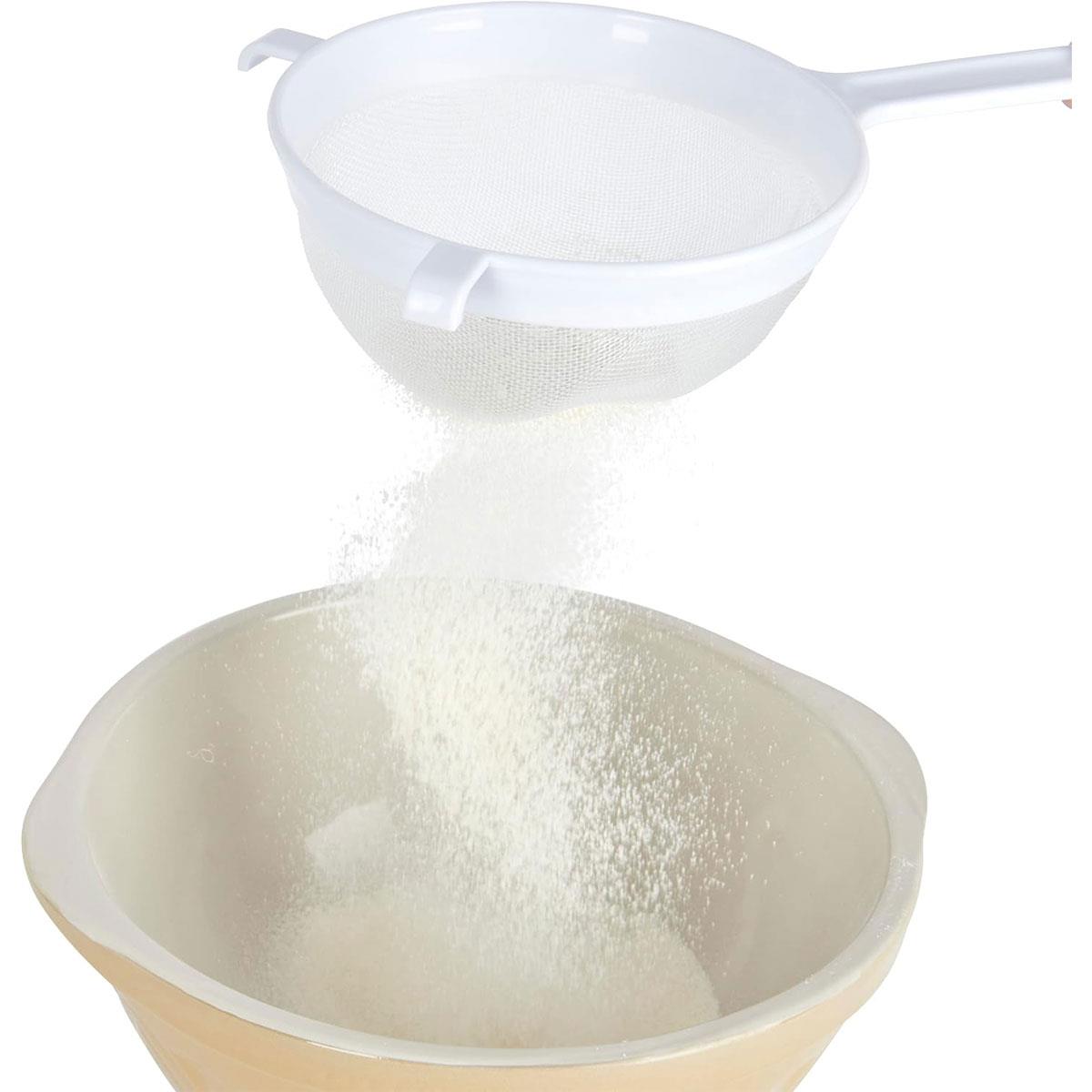 KitchenCraft Plastic Sieve 18cm Fine Mesh White Heat-Resistant Strainer - Image 3
