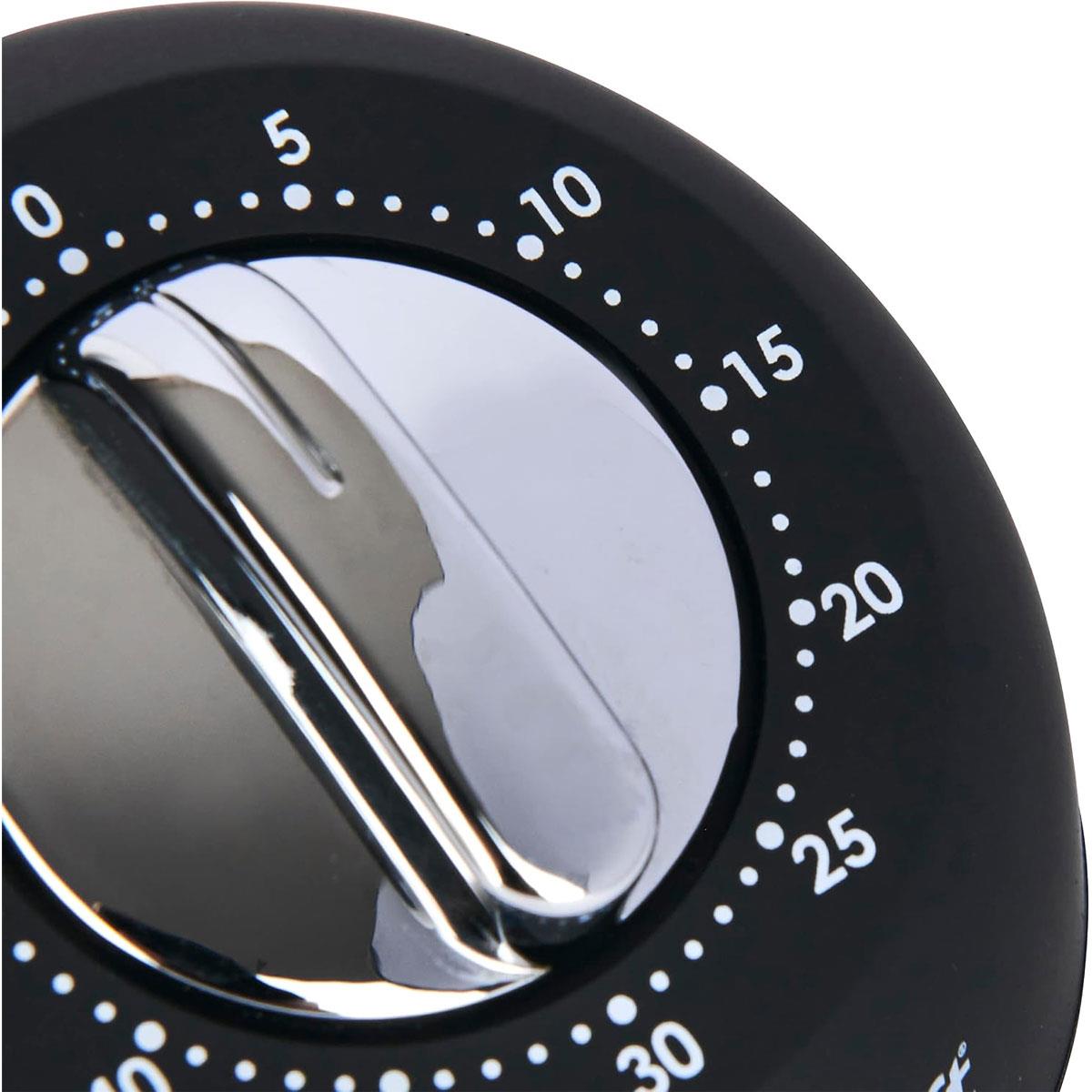 KitchenCraft Mechanical Kitchen Timer 59-Minute Countdown Soft Touch Black Body Chrome-Look Knob - Image 6