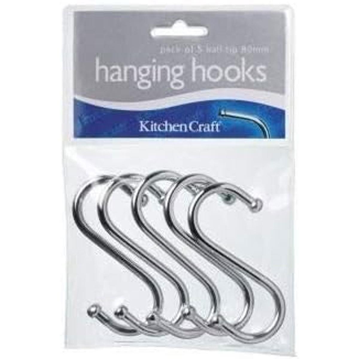 KitchenCraft S Hooks Chrome Plated Steel 80 mm Silver Pack of 5 - Image 3