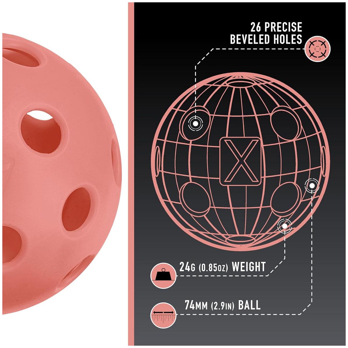 Franklin Sports X-26 Indoor Pickleballs EVA 74mm 26g with 26 Beveled Holes Orange 12 Pack - Image 2