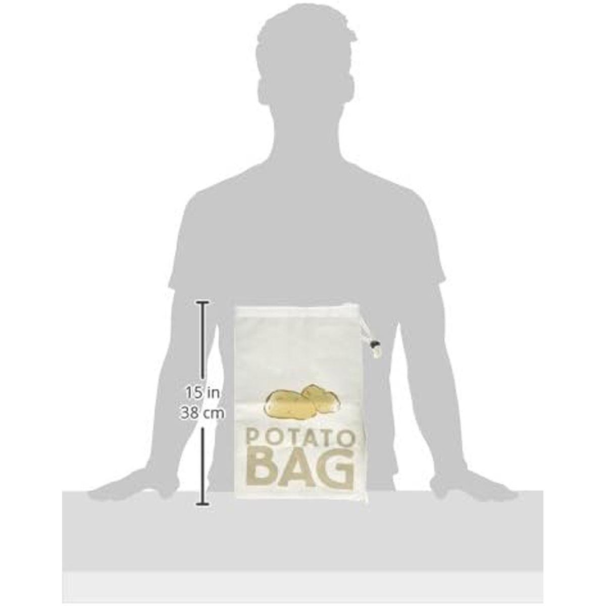 KitchenCraft Potato Storage Bag Stay Fresh Canvas White 26 x 38 cm Reusable with Blackout Lining and Zipped Base - Image 2