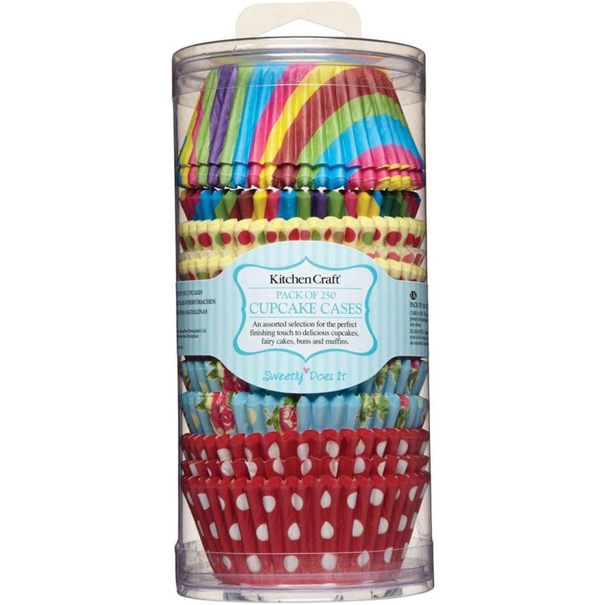 KitchenCraft Cupcake Cases Sweetly Does It Assorted Floral Striped & Polka Dot Paper Multicolour 7cm Pack of 250 - Image 2