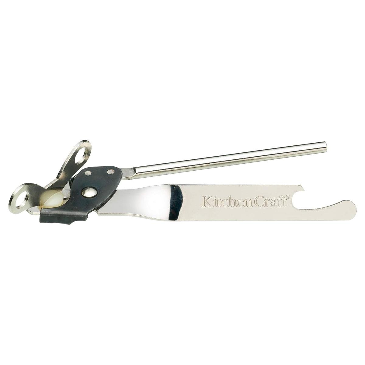 KitchenCraft Butterfly Can Opener Manual Tin Opener Stainless Steel Hardened Steel Blade Silver 17.5cm