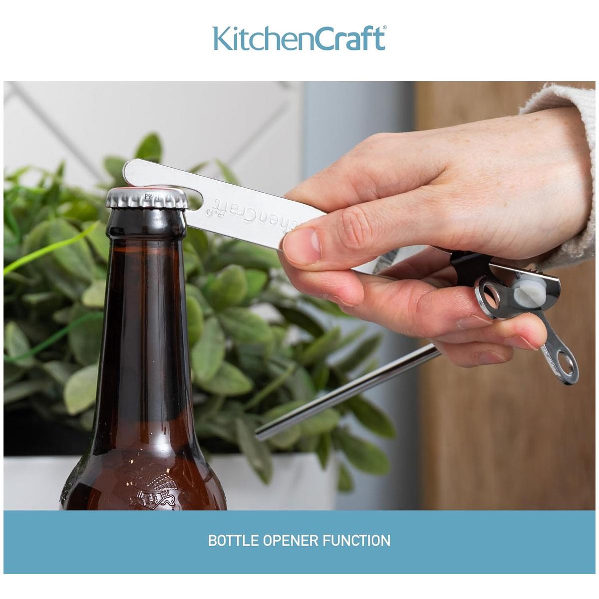 KitchenCraft Butterfly Can Opener Manual Tin Opener Stainless Steel Hardened Steel Blade Silver 17.5cm - Image 2