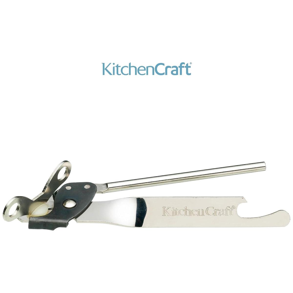 KitchenCraft Butterfly Can Opener Manual Tin Opener Stainless Steel Hardened Steel Blade Silver 17.5cm - Image 4