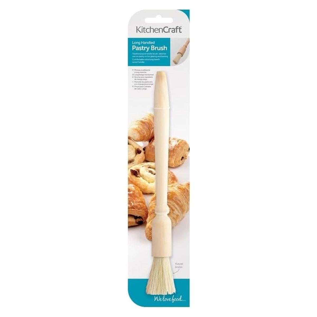KitchenCraft Wooden Pastry & Basting Brush Natural Bristles Beech Wood Handle 25 cm Wood - Image 2