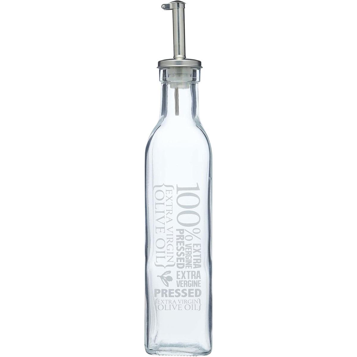 KitchenCraft Glass Olive Oil & Vinegar Dispenser Bottle World of Flavours 270ml Clear