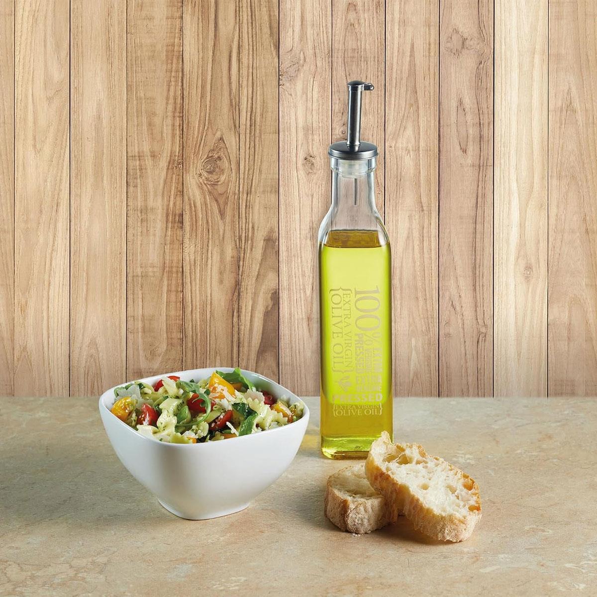 KitchenCraft Glass Olive Oil & Vinegar Dispenser Bottle World of Flavours 270ml Clear - Image 2