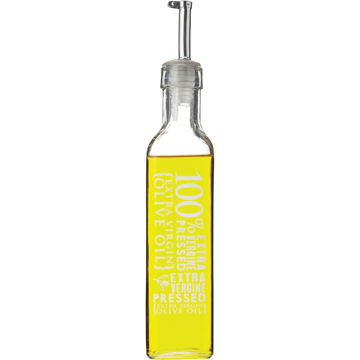KitchenCraft Glass Olive Oil & Vinegar Dispenser Bottle World of Flavours 270ml Clear - Image 3
